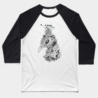 artistically decorated peacock with flowers and crown Baseball T-Shirt